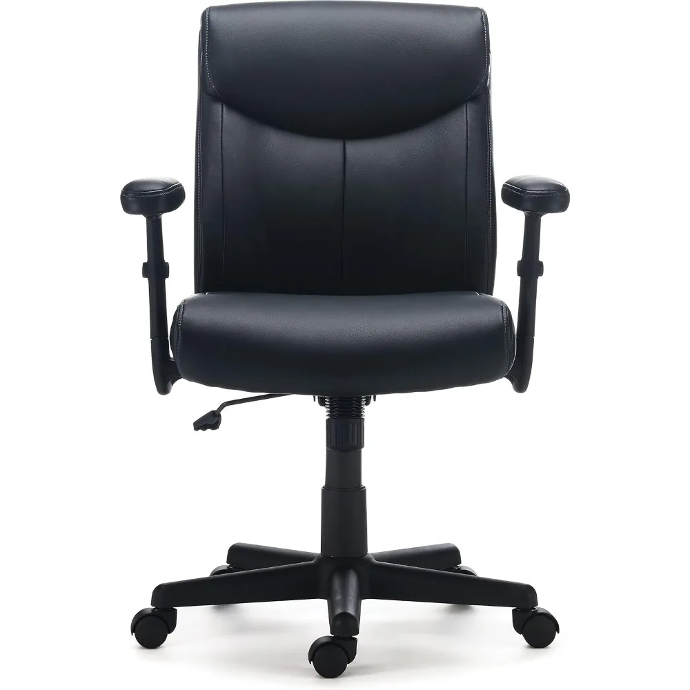 Staples Traymore مدير مريح وكرسي مكتب تنفيذي، كرسي دوار لمكتب المهام بعجلات، ارتفاع قابل للتعديل، Luxura Fau