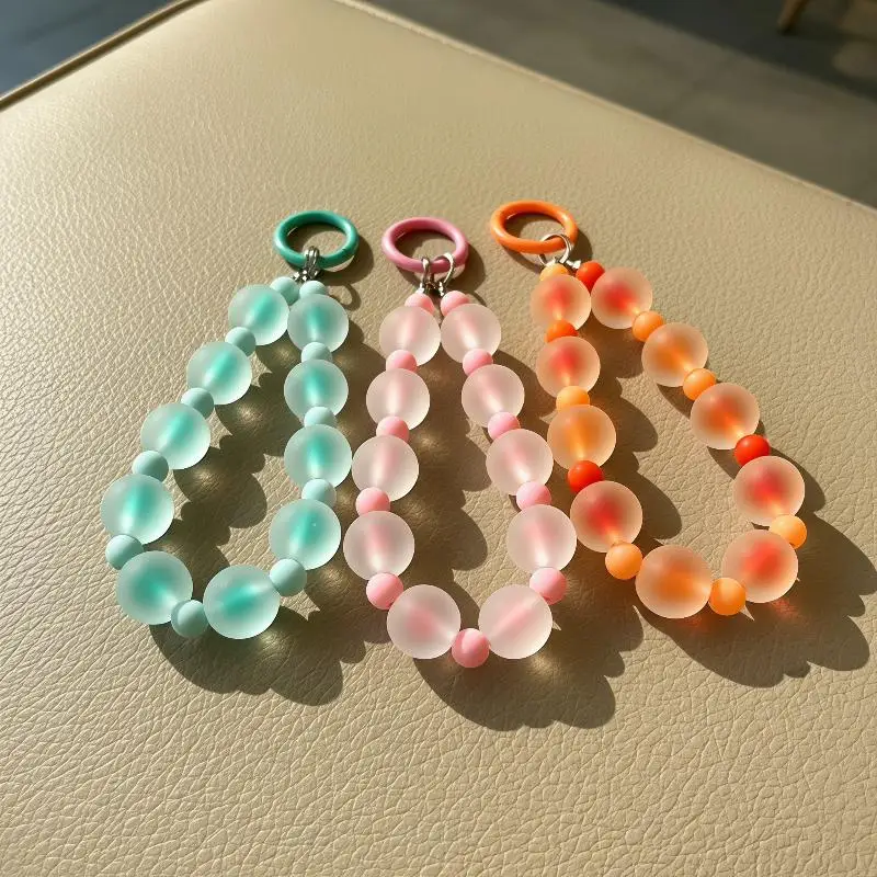 1 Stück Damen-Handgelenkskette Handyband im koreanischen Stil, Anti-Verlust-Schlüsselband mit Dopamin-inspiriertem Mattperlen-Anhänger – Detail 8
