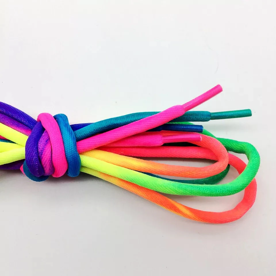 1Pair Round Rainbow Color Shoelaces Canvas Athletic Shoelace Sport Sneaker Shoe Laces Strings 100CM/120CM