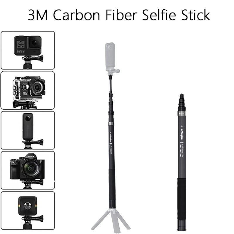 3M Carbon Fiber Telescopic Selfie Stick for GoPro DJI Action