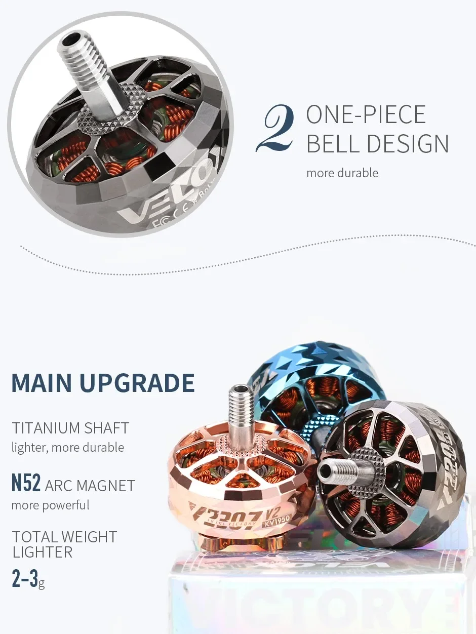 T-MOTOR V2307 V2 T-HOBBY 5"Freestyle Fpv Racing Drone Motor 4-6S KV1950/KV2550 Brushless Motor For FPV Freestyle Version thumbnail 3