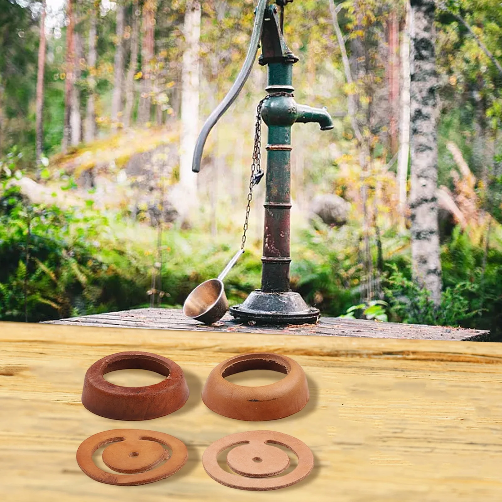 Hand Well Pump Lower Valve Leather and Leather Cup Replacement Parts for No 2 Pitcher Kettle Pump Suitable for Well Water Access
