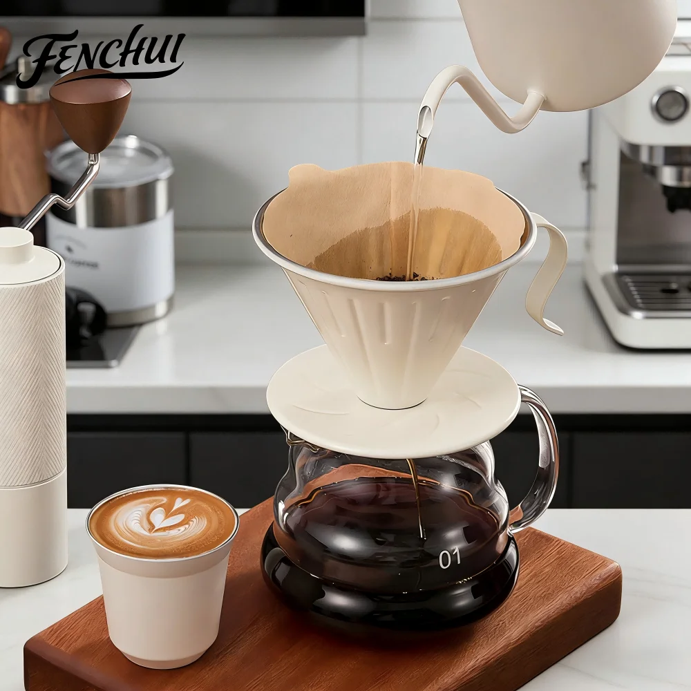 

FENCHUI V Shaped Coffee Filter 304 Stainless Steel V01 V02 Pour Over Drip Coffee Dripper Strainer