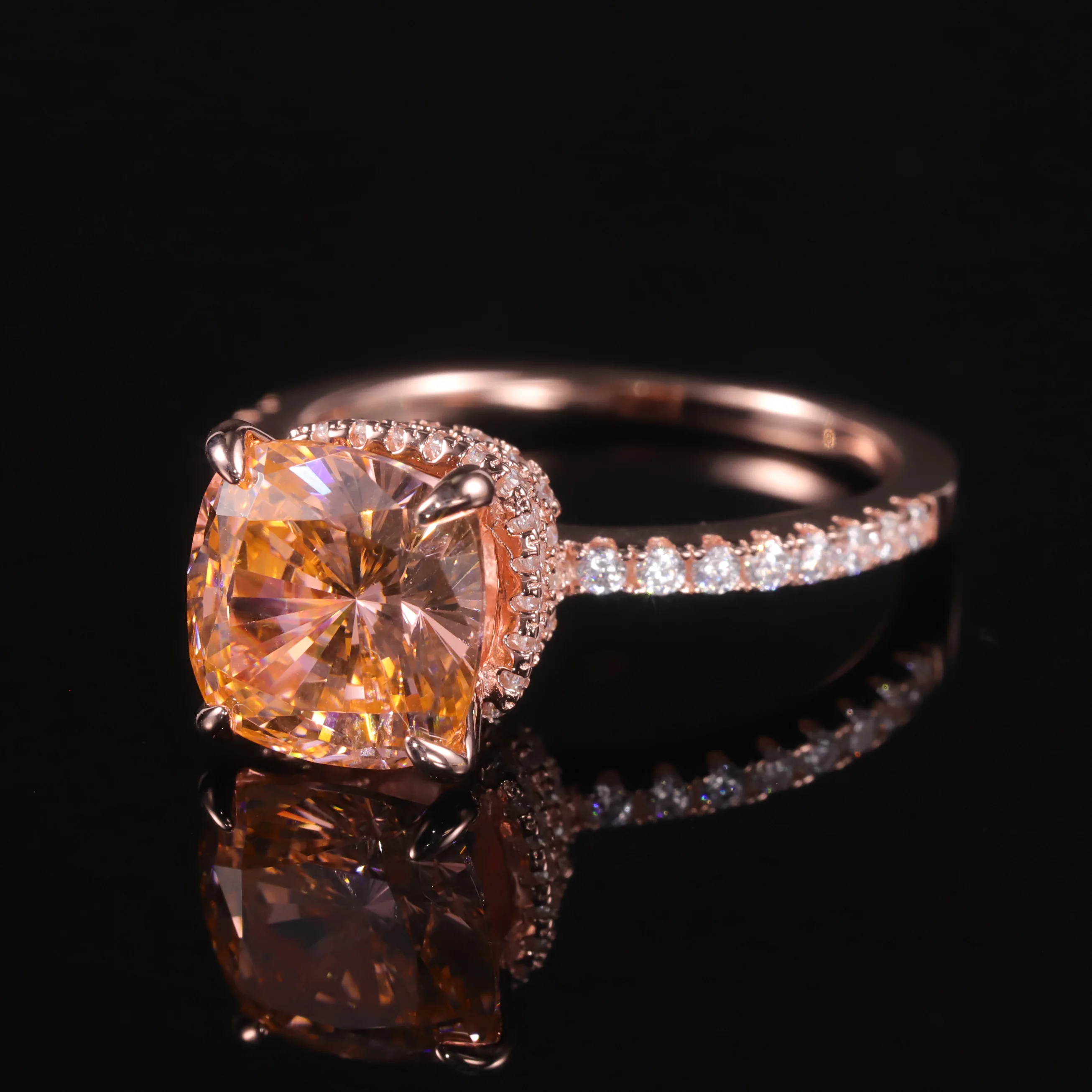 GEM\'S BALLET Cushion Cut Diamond-fire CZ - Moganite Color Engagement Ring 925 Sterling Silver Handmade Rings Gift For Her