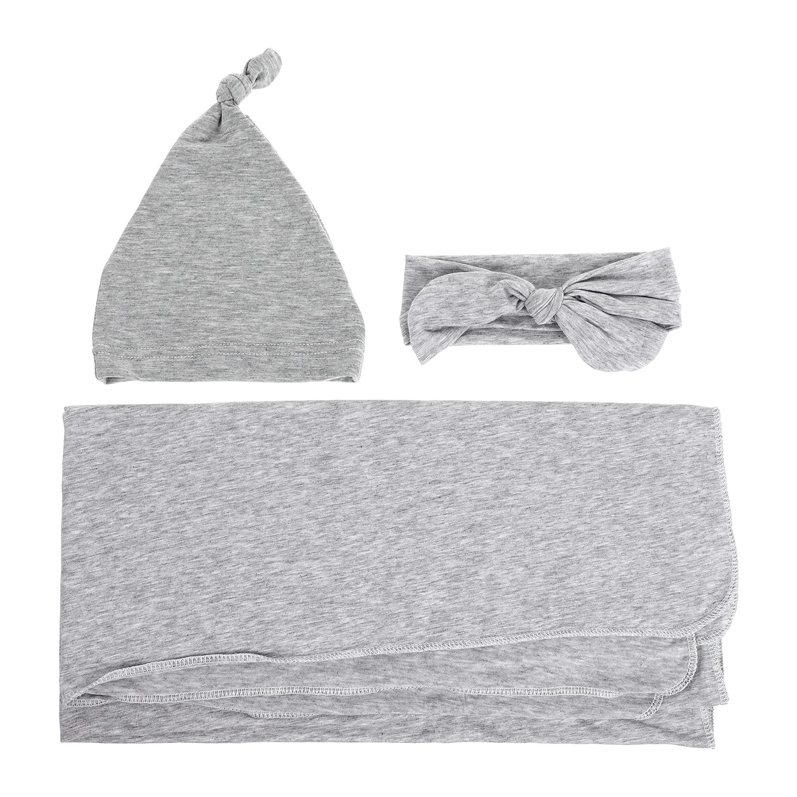 1 مجموعة قبعة القطن قماط بطانية رمادي رائعتين عقال لينة مريحة لوازم قماط بطانية