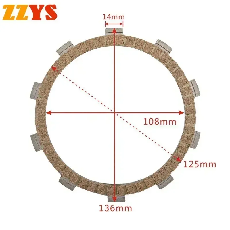 250cc Motorcycle Accessories Friction Disc Clutch Plate for YAMAHA XTZ250 Lander Brasil YS250 Fazer YS XTZ 250