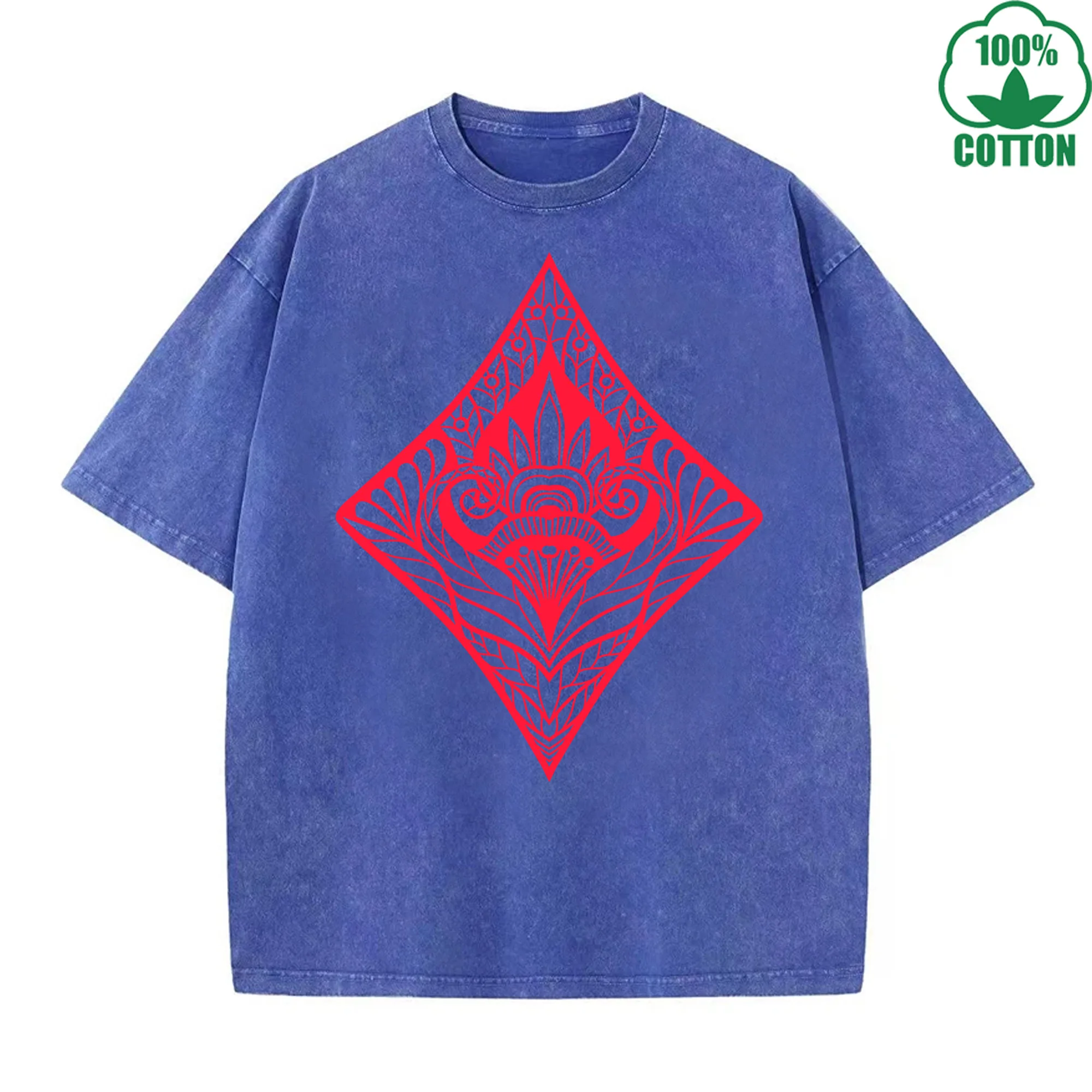 

Cube Printed Washed T-Shirt 230G Multicolor Loose Trendy Fashionable Cotton Short Sleeve Top The Best Gift Special Offer