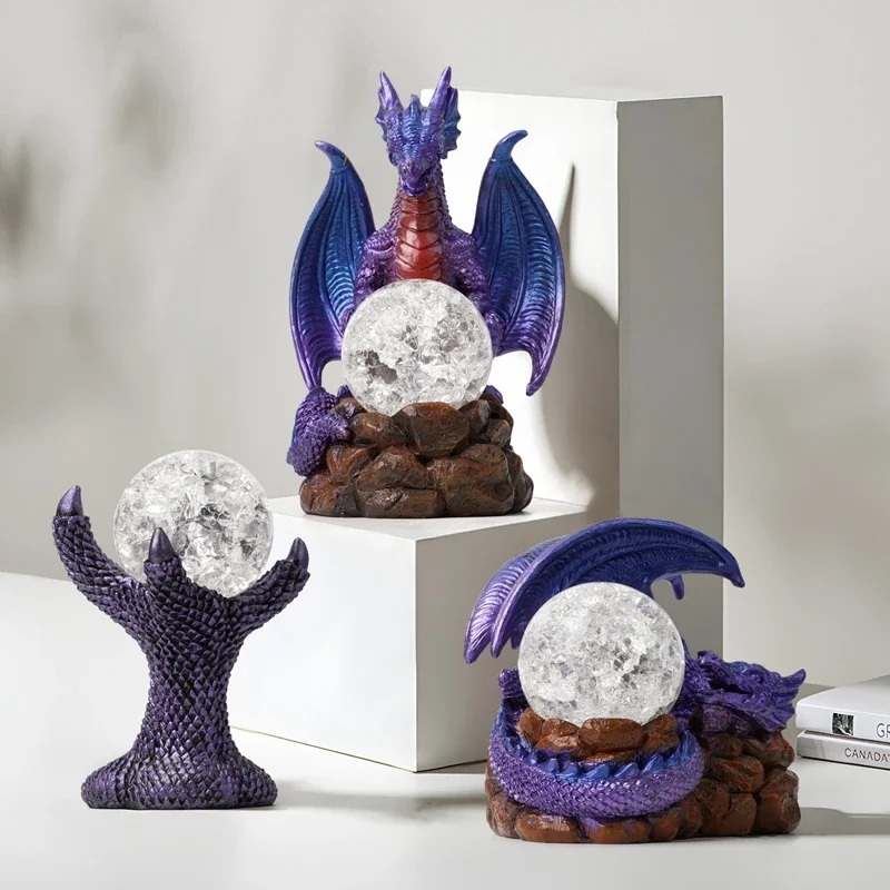 

New Dragon Decorative Figurines Ornaments Dragon Claw Base Crystal Ball Holder Room Decor Home Decoration Accessories Gifts