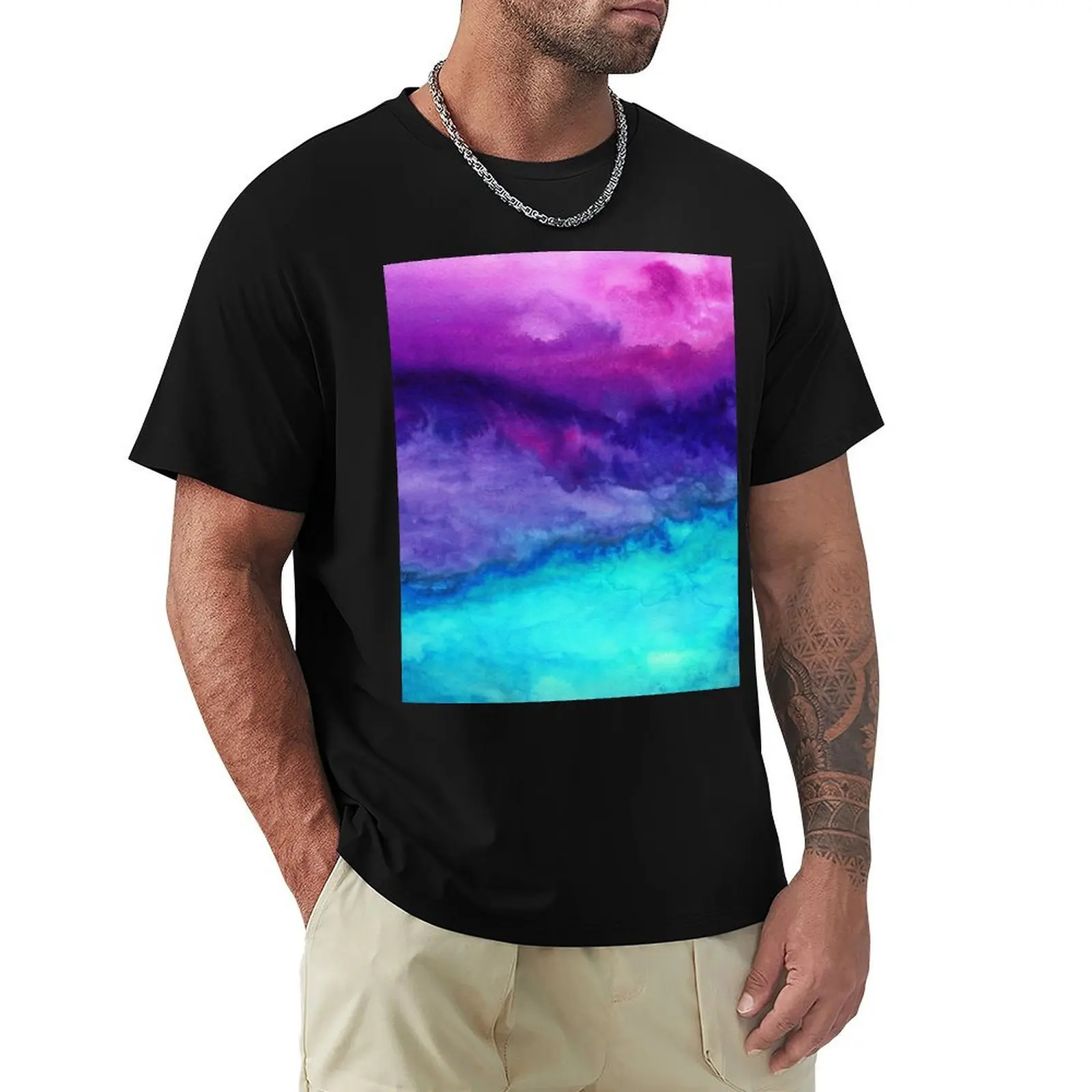 The Sound - Abstract Ombre Watercolor T-Shirt Plus Size Solid Color T-Shirt
