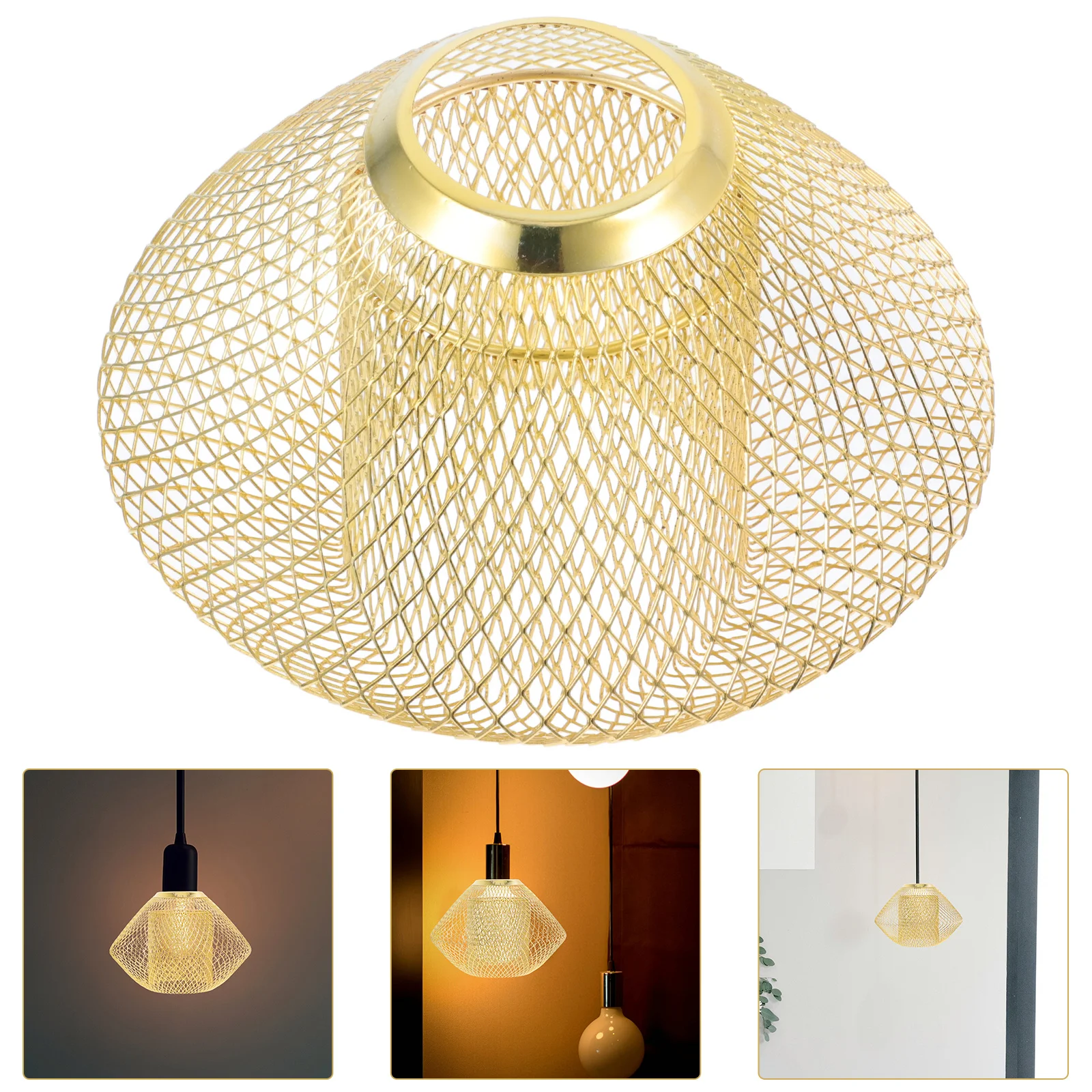 

Double Layer Hollow Out Iron Wire Lampshade Simple Structure Easy Installation Retro Metal Pendant Lamp Shade Replacement Light