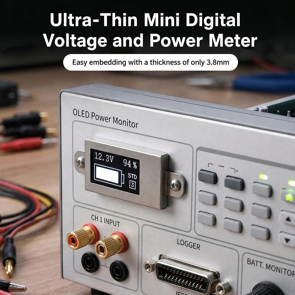 DC 0-30V Ultra-Dünnes Digitales Voltmeter & Batteriemessgerät 0,5-Zoll-OLED-Display Spannungstester 1-6S Einstellbarer Batterie-Ladestandsprüfer – Detail 7