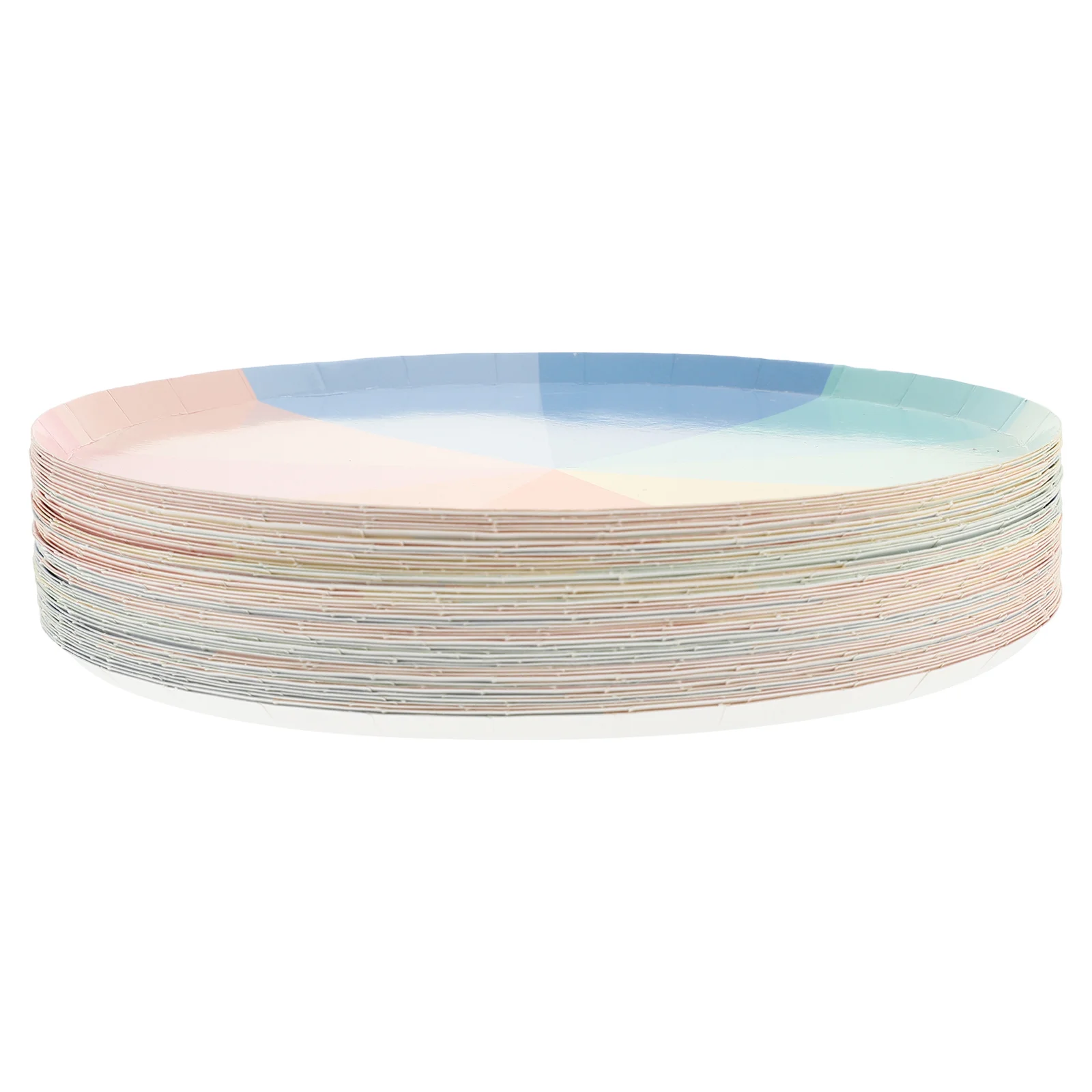 

50Pcs Rainbow Paper Plates Disposable Multi-Function Party Dinner Plates Festival Cake Plate Food Gathering Supplies
