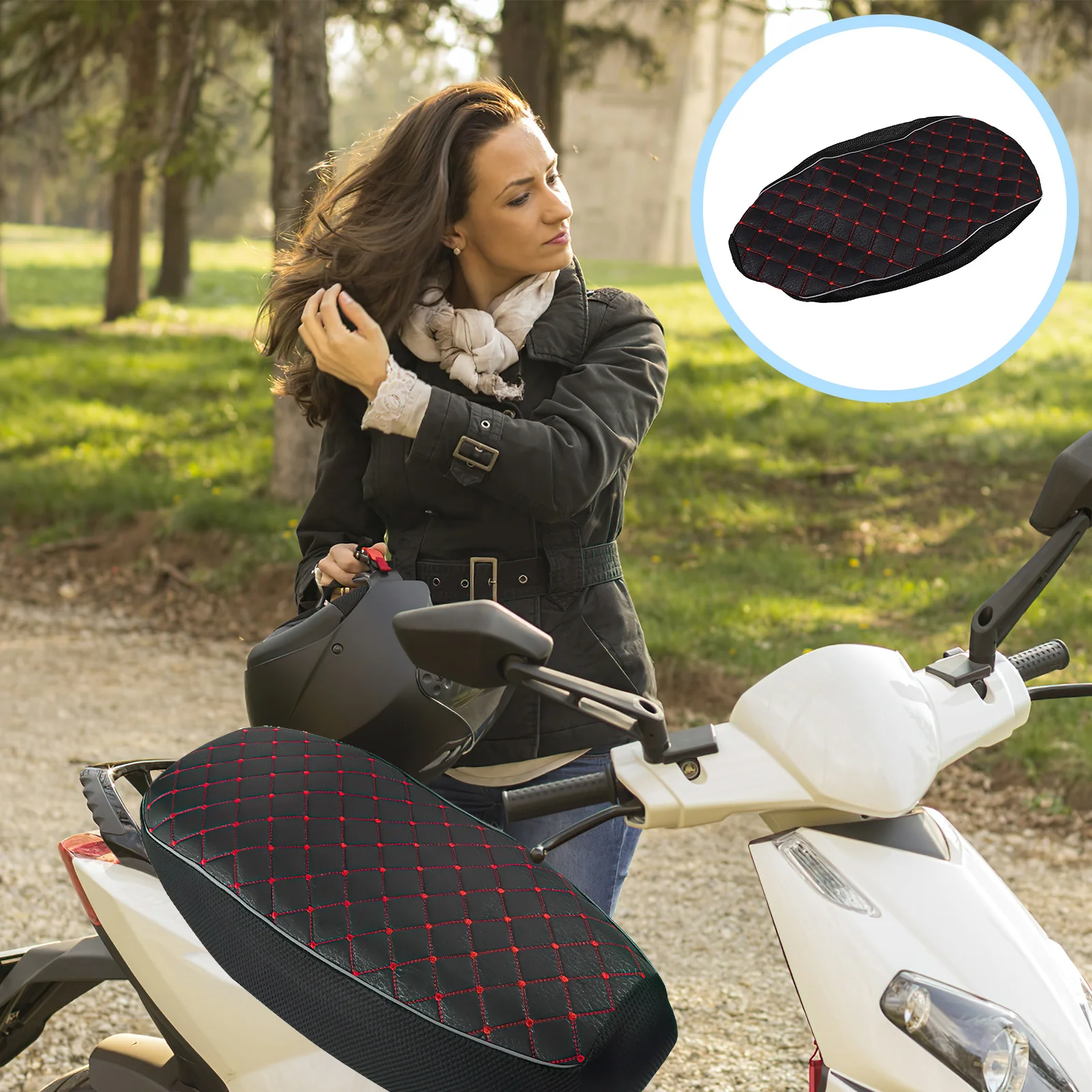 

Motorcycle Seat Cover Black Xl Breathable Linen Mesh Elastic Anti-Slip Shock Absorption Sunscreen Heat Insulation for Scooter