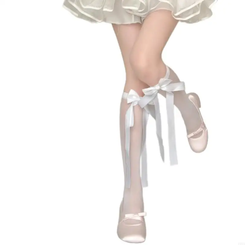تجارة التجزئة/إسقاط شحن Sweet Bowknot Highs Socks أقواس جوارب الحرير الجوارب العجل للسيدات