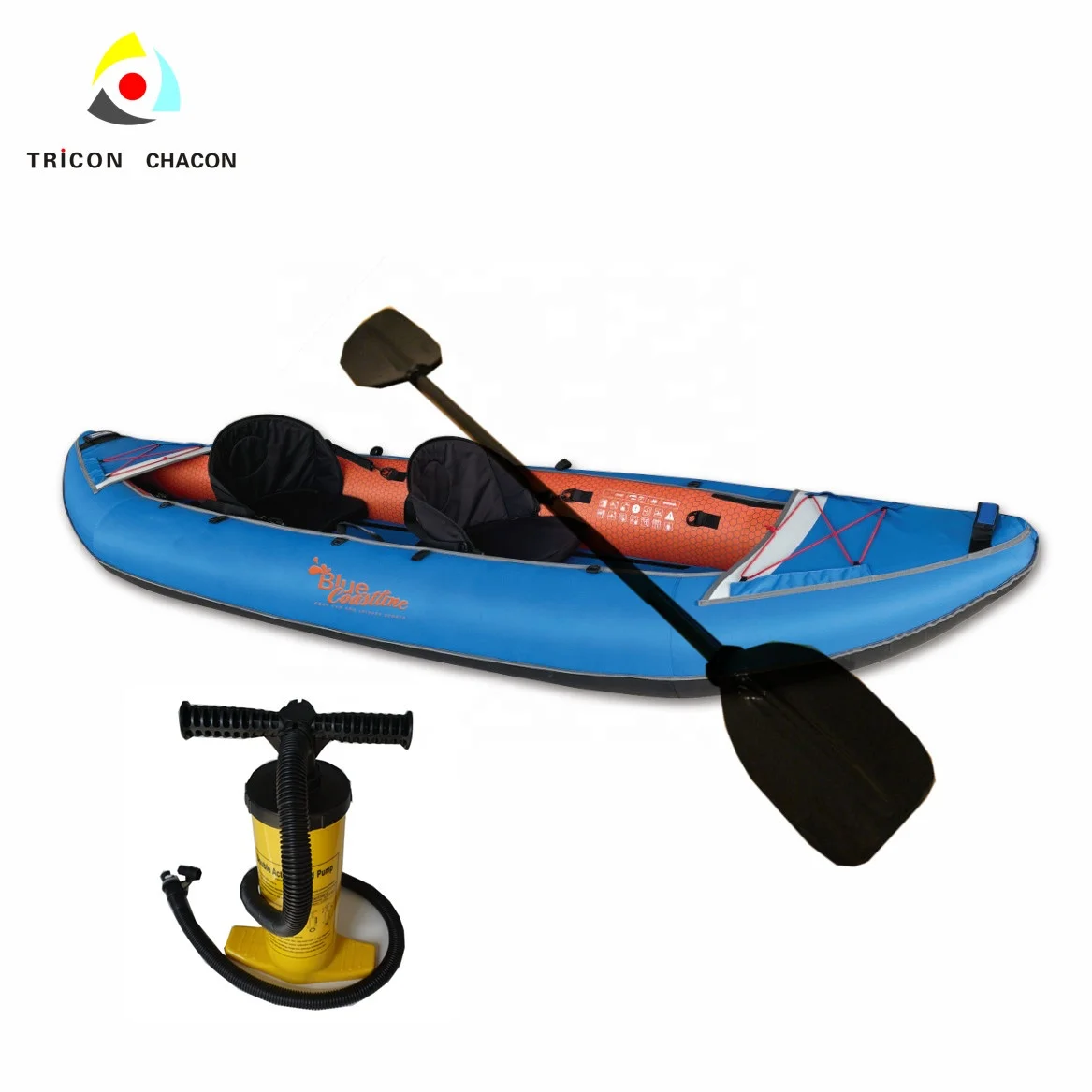 Cheap price inflatable double or triple seats inflatable folding kayak with drop stitch floor for sale