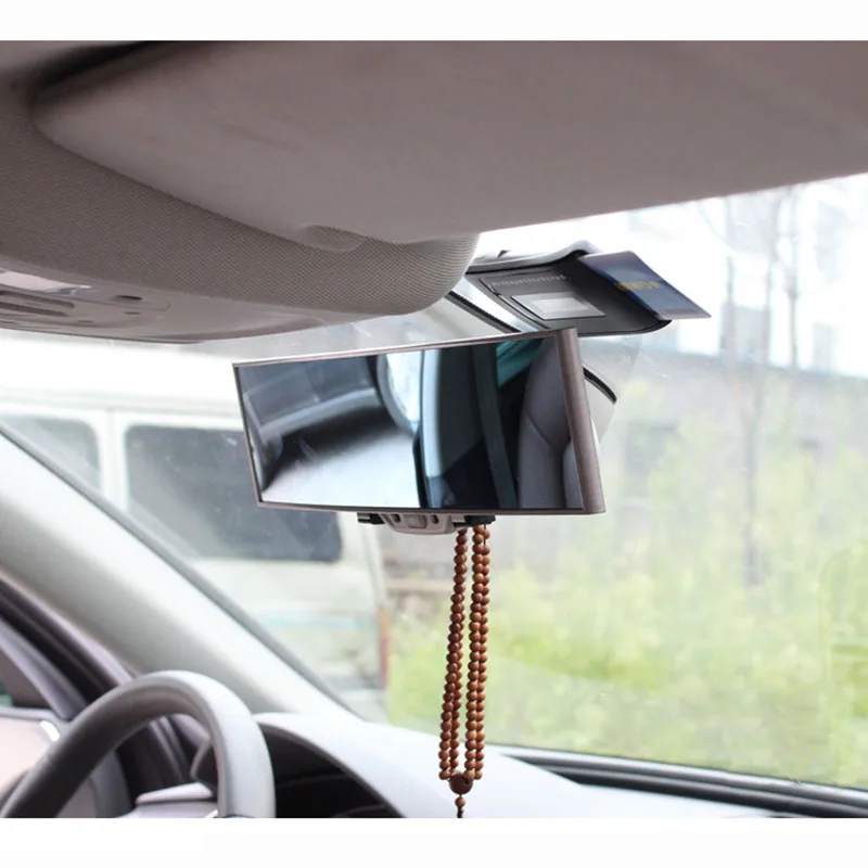 Deluxe Anti-glare Car Interior Rear View Mirror Panoramic Clip-on Wide Angle Rearview Mirrors Wire Drawing Frame Styling