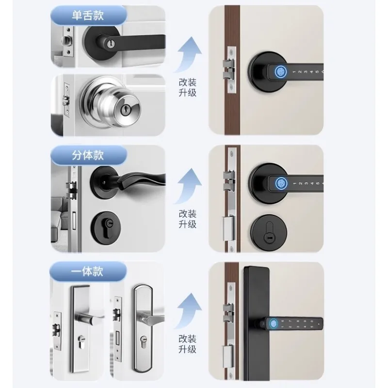 The latest indoor wooden door fingerprint lock, office password door lock, household bedroom room door handle split smart