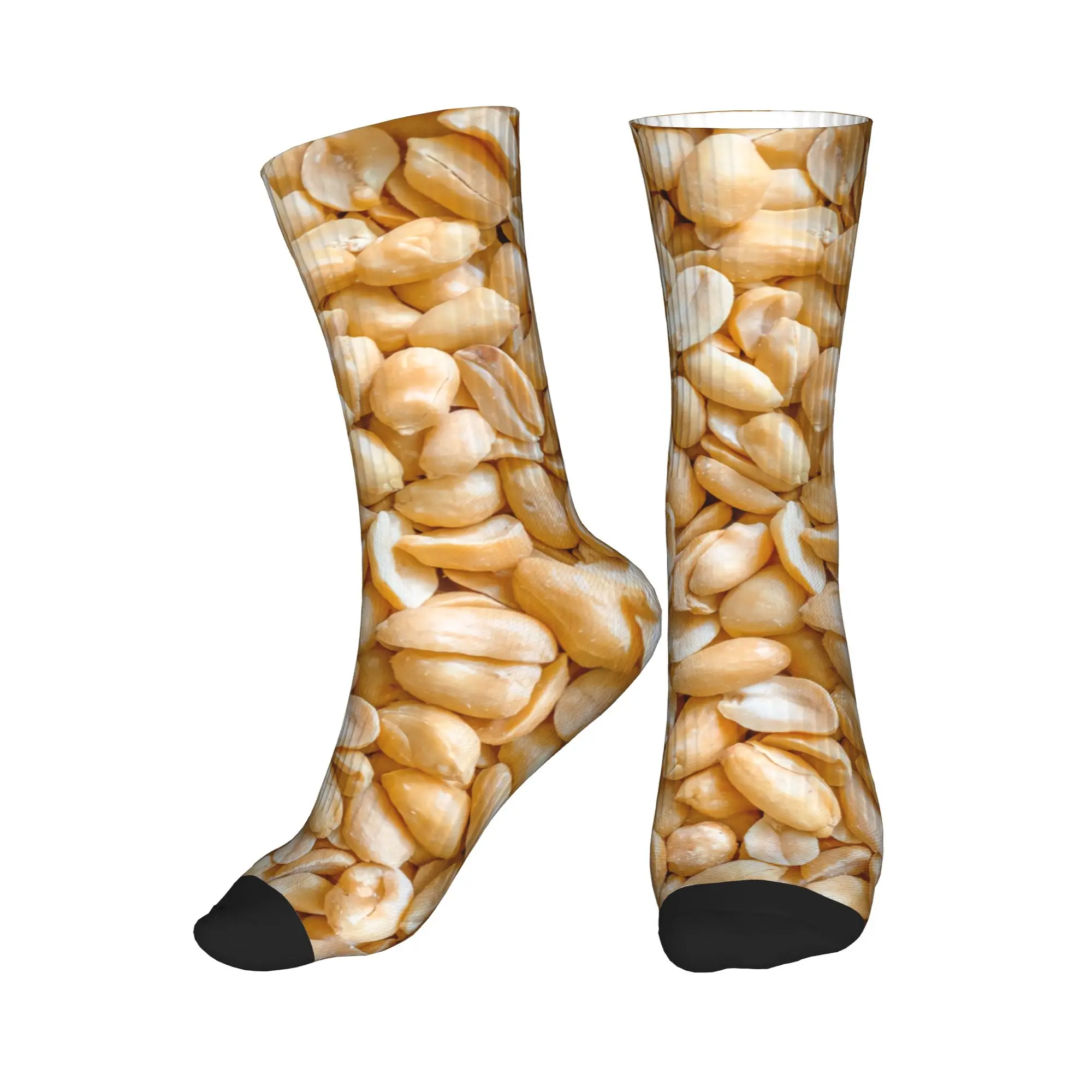 Calcetines con estampado lindo de cacahuetes tostados y salados para hombres y mujeres, calcetines elásticos para verano, otoño e invierno