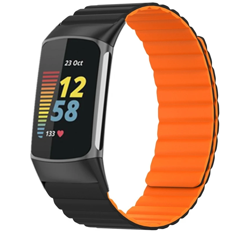حزام مغناطيسي من السيليكون الناعم لهاتف Fitbit Charge 5 سوار ساعة ذكية Correa لملحقات سوار Fitbit Charge5 الرياضي
