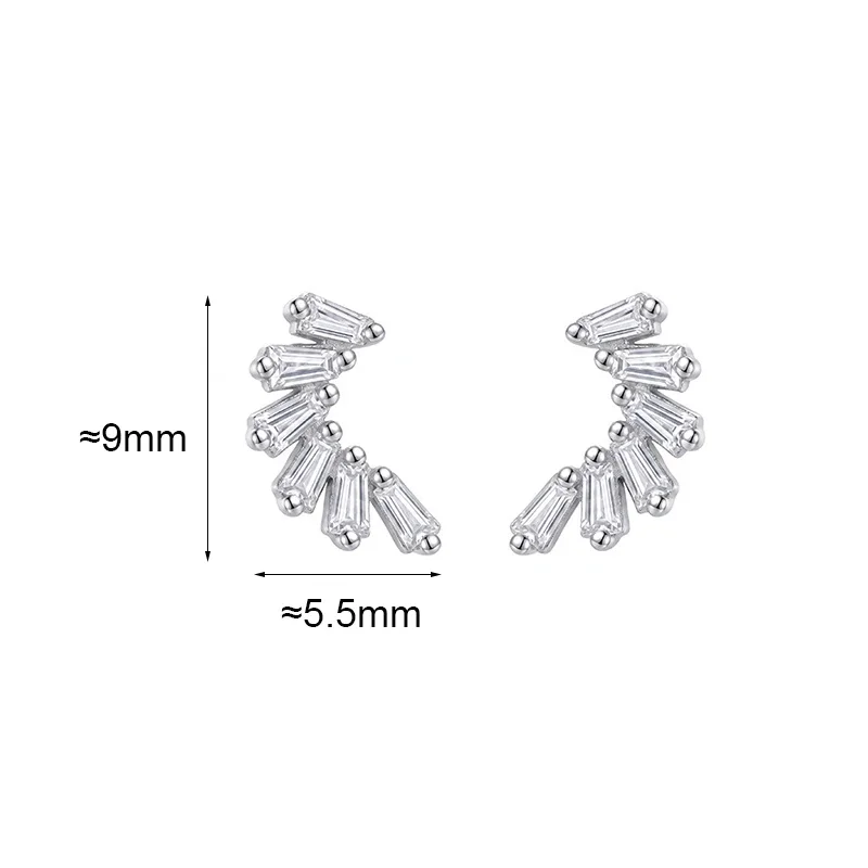 S999 Sterling Silver Needle Minimalist Exquisite Zircon Wings Stud Earrings for Women Trendy Fashion Jewelry Accessories
