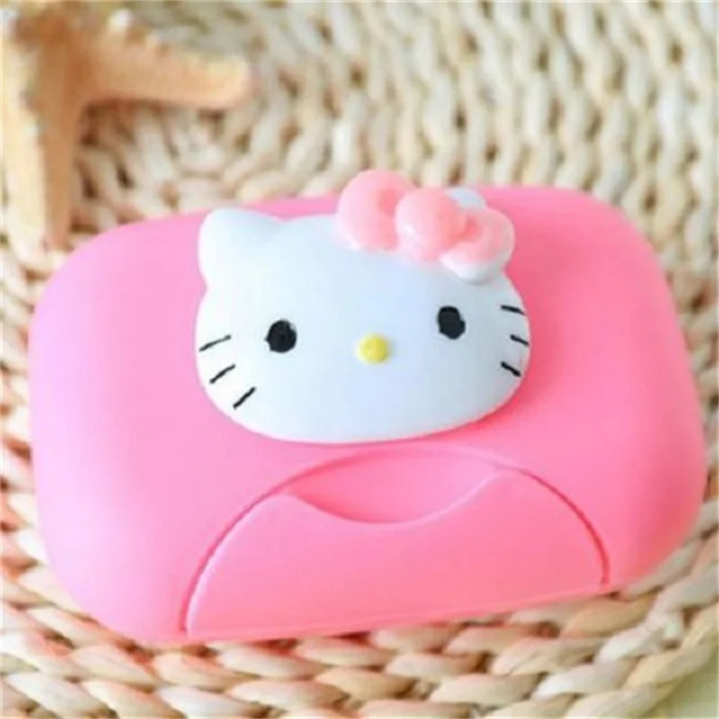 Sanrio Kawaii Hello Kitty KT Cat Cartoon Soap Box  Pink Kawaii Travel Portable Leak Proof Storage Box  Anime Accessories