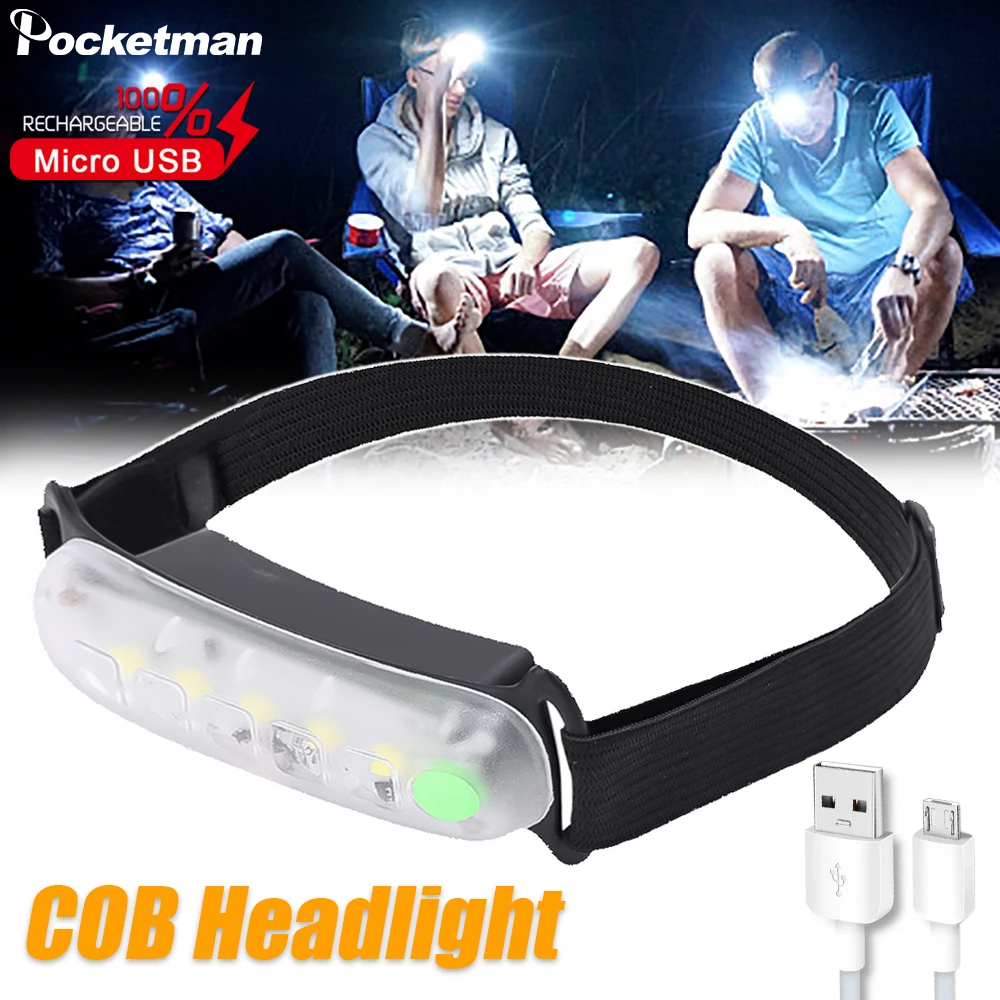 Ultra Bright LED Headlamp Lightweight Super Bright COB LED Headlight Waterproof Head Lamp for Camping Hiking Fishing Hunting