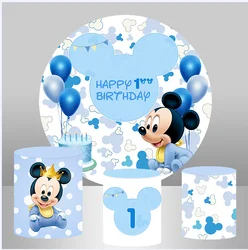 Mickey Mouse Party Background Decors Round Customized Backdrop Kid's Birthday Decoration Wedding Banner