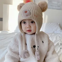 Baby Hat Autumn and Winter Cute Children's Woolen Hat for Men and Women Baby Hat Ear Protection Cotton Hat Windproof Boy