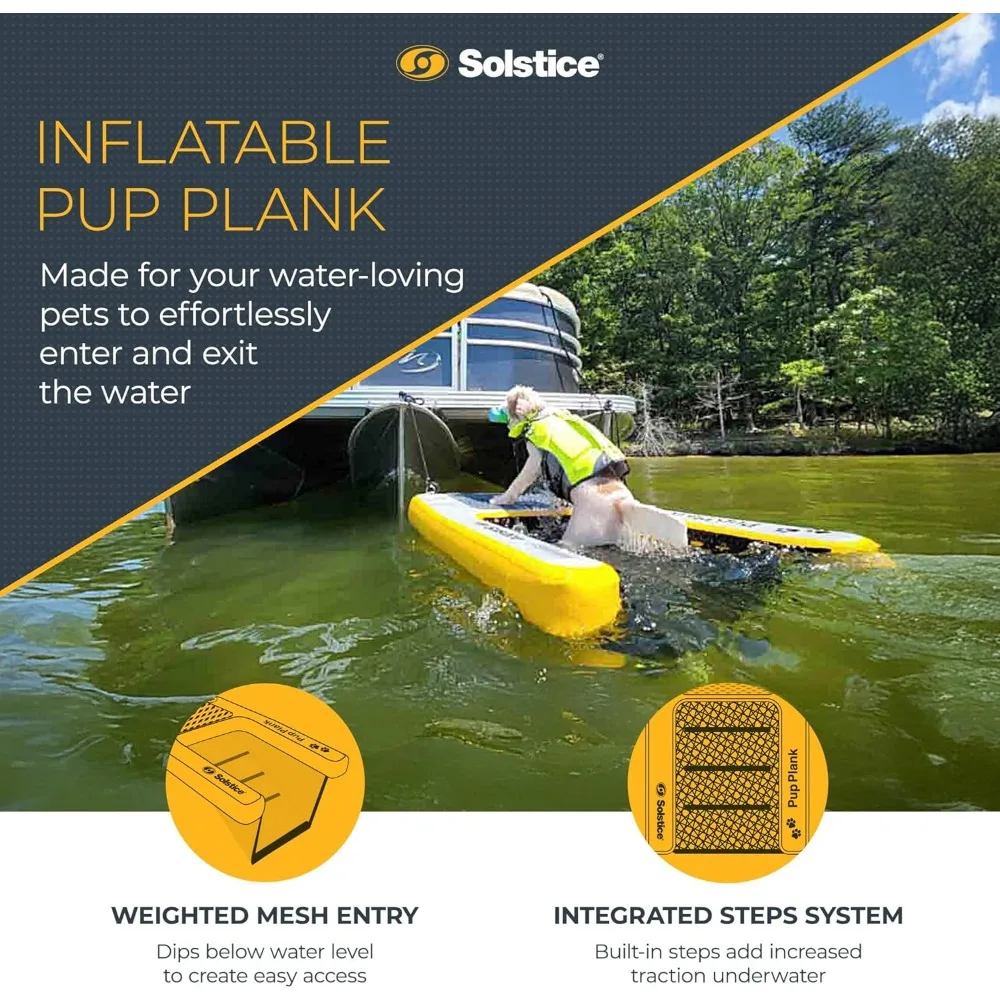 SOLSTICE Inflatable Pup Plank, Dog Water Ramp for Boats and Docks, XL, 200 lb Capacity - Floating Platform for Pets for Lake, Ri