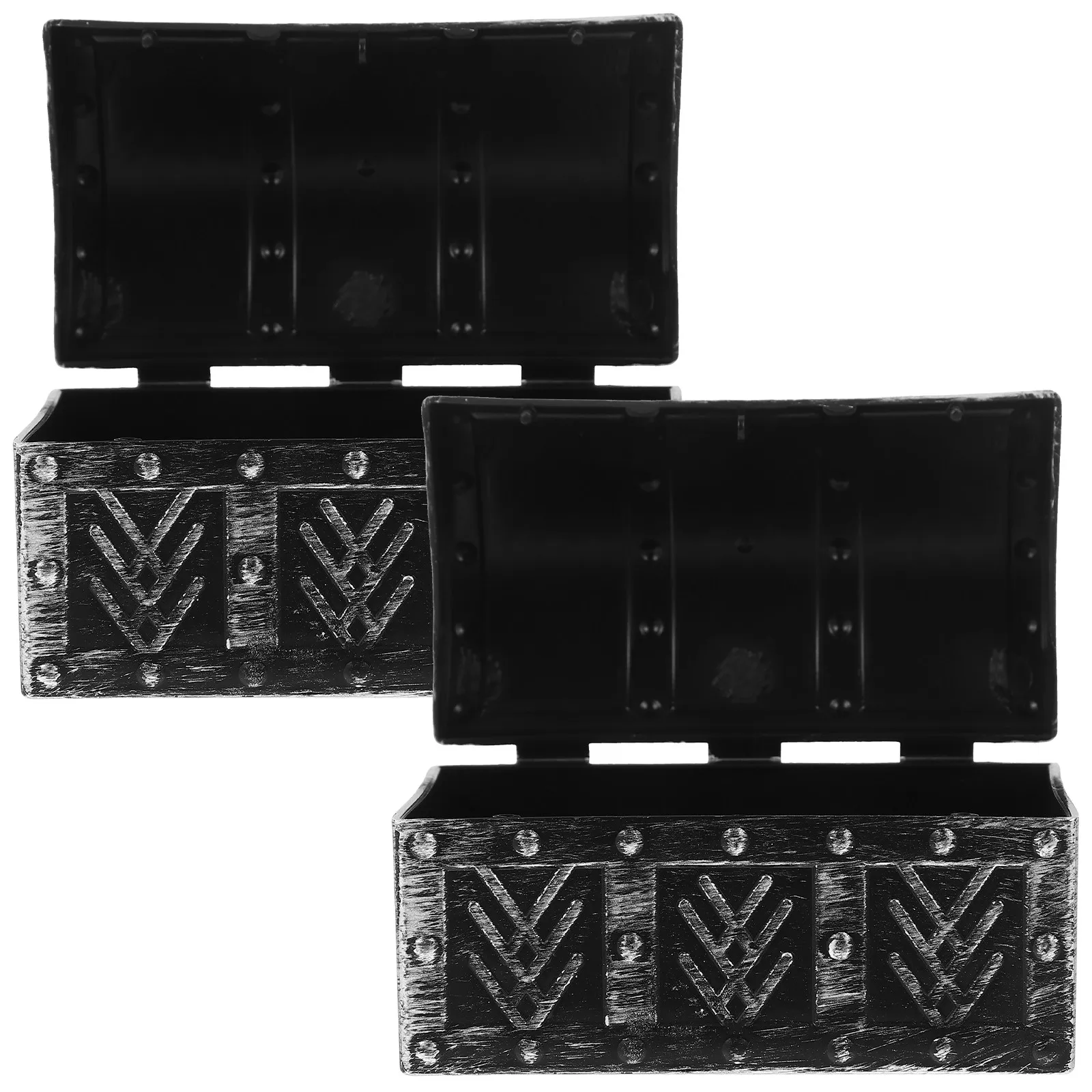 2Pcs Vintage Jewelry Box Retro Plastic Treasure Chest for Jewelry Storage Trinket Organizer Decorative Desktop Display Small view 4