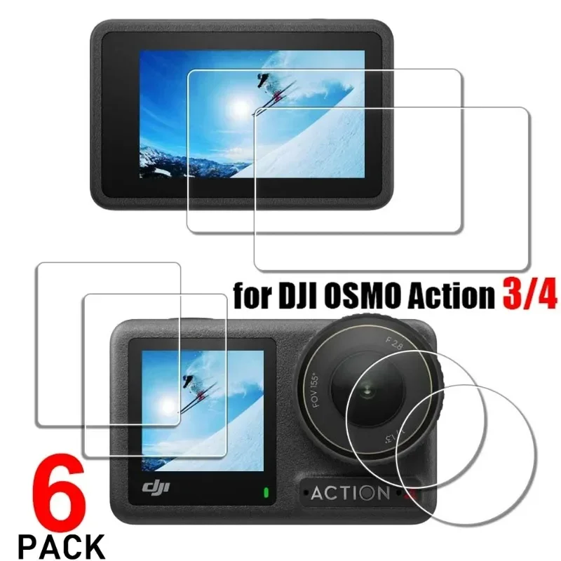 For DJI Osmo Action 3 4 Tempered Glass Flim Front Rear Screen Protector Lens Flim Protective Cover Sports Video Camera Accessory