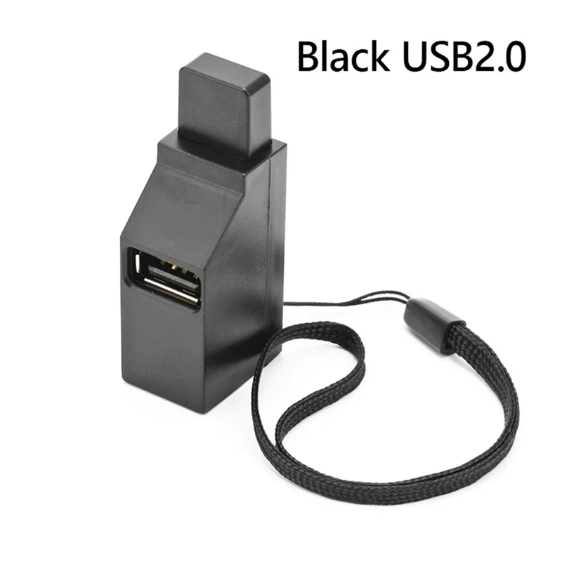 USB 2.0 HUB Adapter Extender Mini Splitter Box 3 Ports for PC Laptop Mobile Phone High Speed U Disk Reader,Black