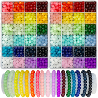 24-Color 8mm Crystal Bead Bracelet Making Kit - 360/480/720 Pieces Jewelry Glass Beads round Beads Suitable for Crafting