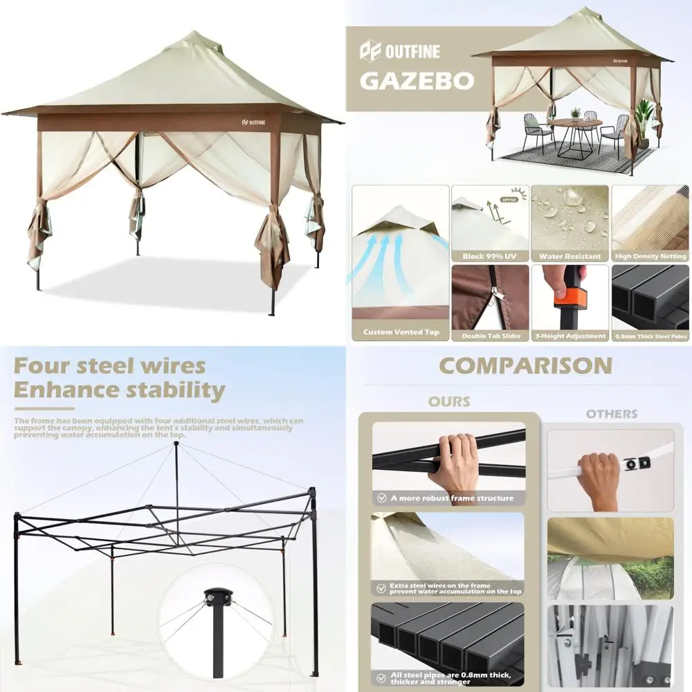 

Heavy-Duty 12x12 Pop Up Gazebo with Reinforced Steel Frame, Mesh Curtains, and Sturdy Metal Construction for Outdoor Events
