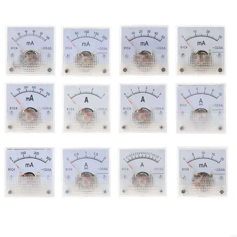 Q5WD 12 Types Analog Ammeter Current Panel Amp Gauge Meter 2.5 Accuracy for Auto Circuit Measurement Tester 45x45mm Reliable