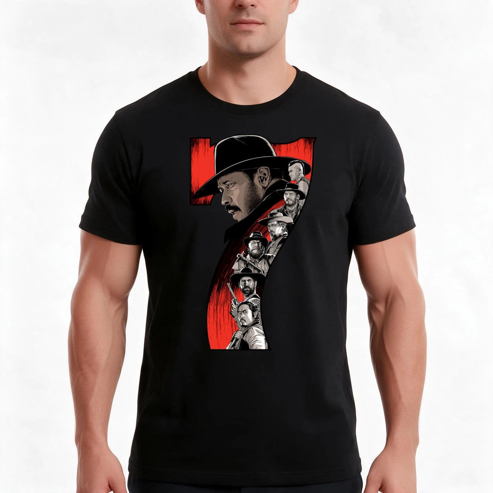 The Magnificent Seven T-Shirt, Summer Casual Cotton Tee, Oversized Streetwear Tops, Vintage Graphic Print, Unisex Men Women