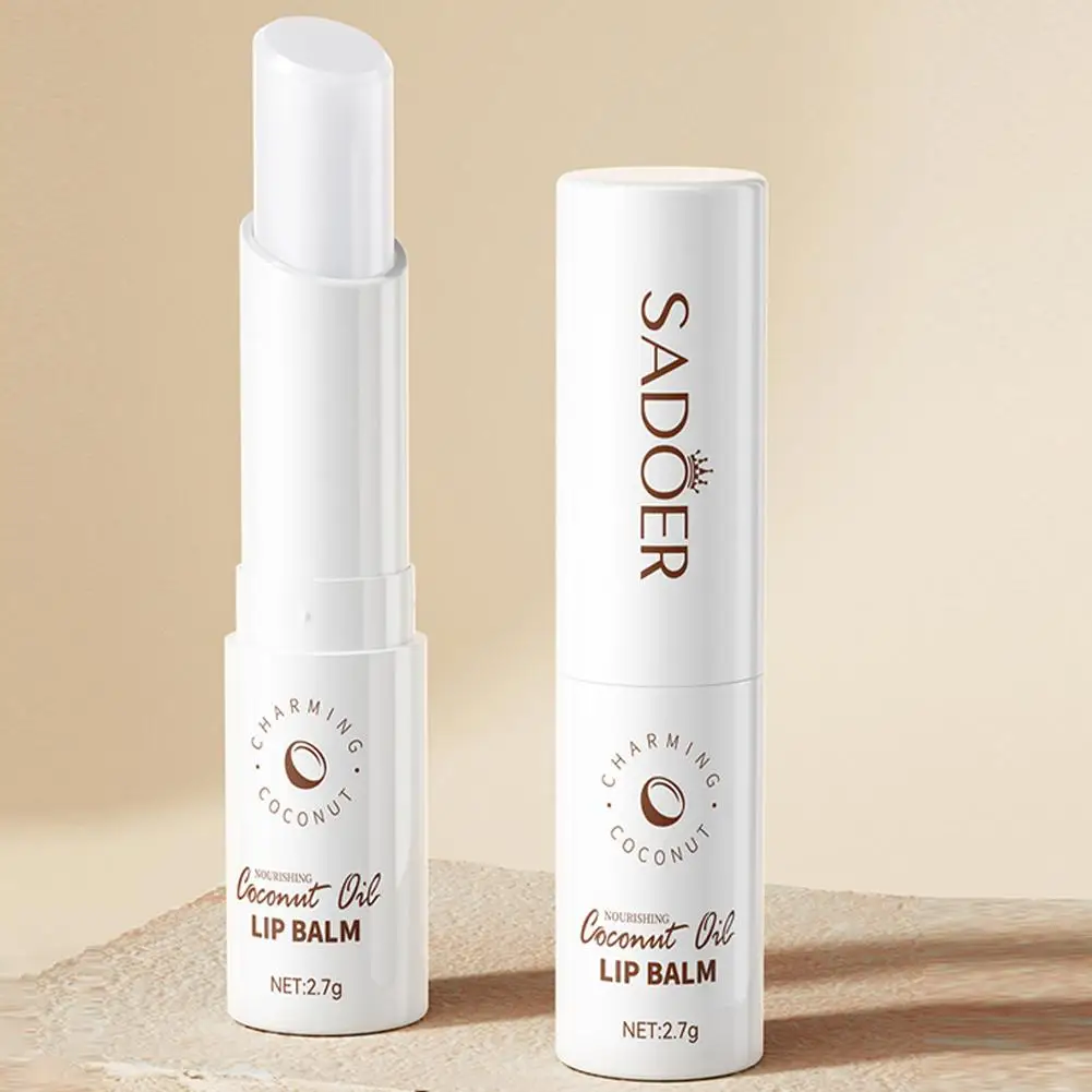 Bálsamo labial nutritivo de aceite de coco para hombres y mujeres, 2,7g de larga duración y humedad, maquillaje de belleza mágica, venta al por mayor