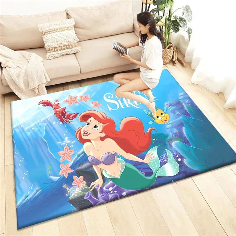 The Little Mermaid HD PrintedCarpet Rug for Living Room Bedroom Decoration Picnic Camp Kitchen Carpet Crawling Carpet