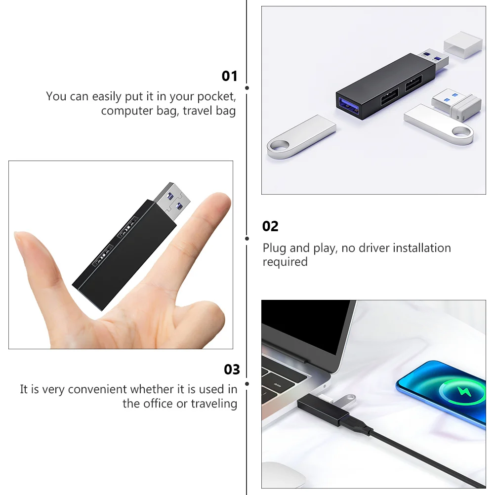 

3 Port USB Hub Expansion Transfer Adapter Portable Multi-Port Data USB Hub for Laptop Keyboard Mouse Computer Accessories