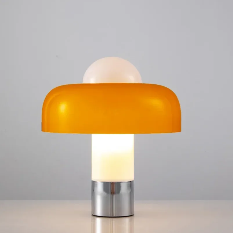 Brumbry Table Lamp Modern Simple Bedroom Bedside Italian Orange glass mushroom lamp Decorative restaurant sofa light