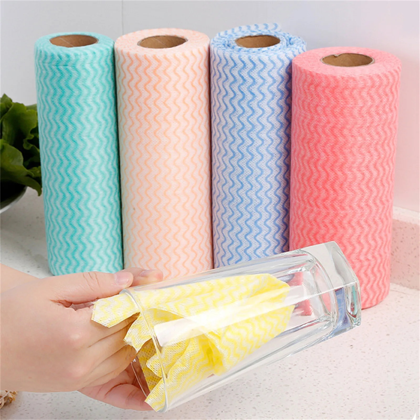 Kitchen Cleaning Rolls Wiping Cloths Reusable Cleaning Cloths Dish Rags Wash Paper Towel Replacement Microfiber Towel Rolls