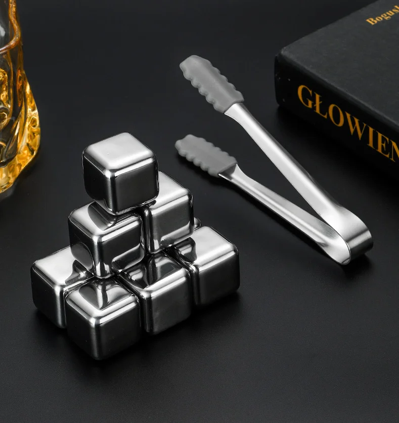 

Reusable Stainless Steel Ice Cubes Set Juice Beer Wine Whisky Cooler Rocks Food Grade Cooling Cube Home Party Bar Tools