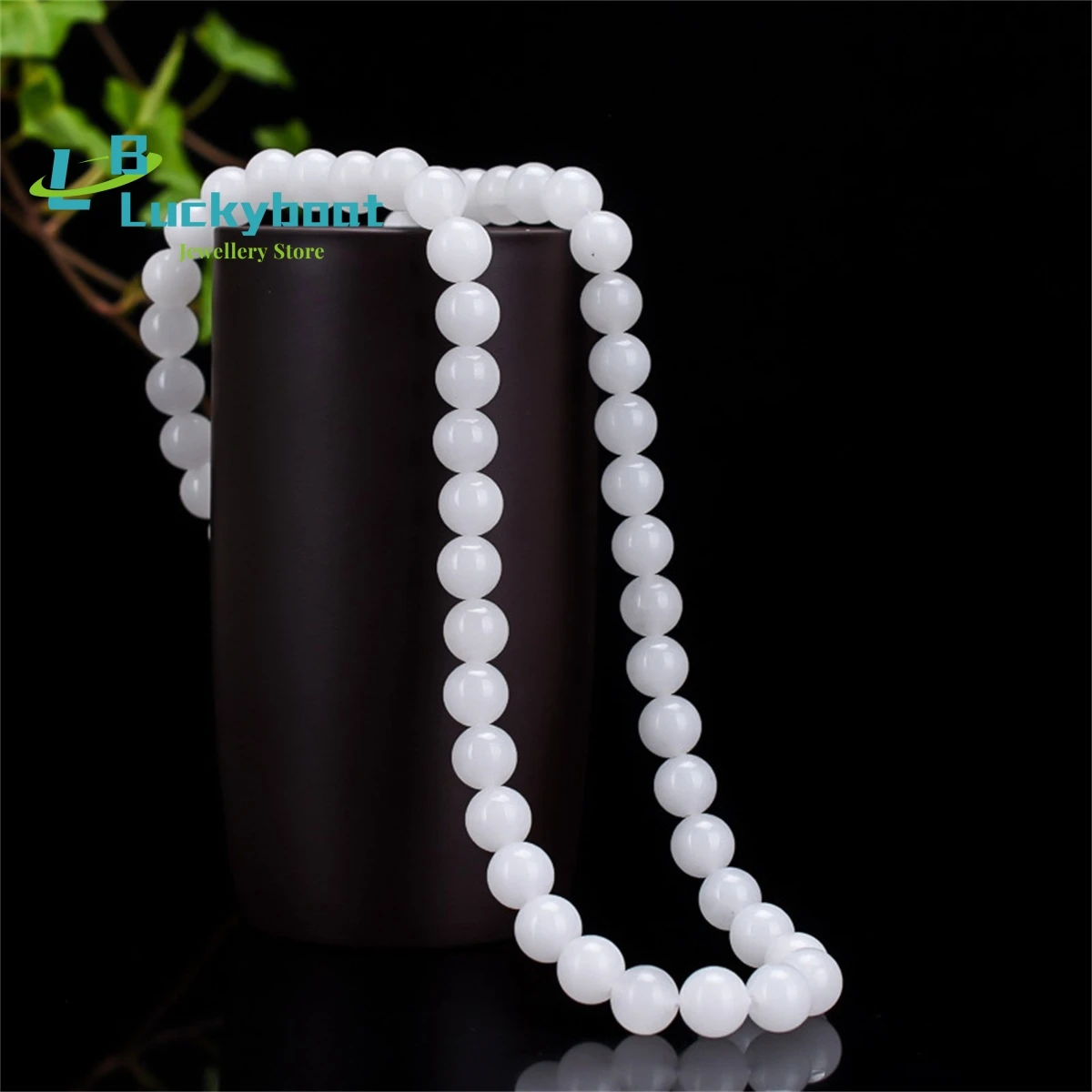 Natural Xinjiang Golden Silk Jade Necklace 8mm Round Beads Women's Fashion Jade Necklace Jade Gift