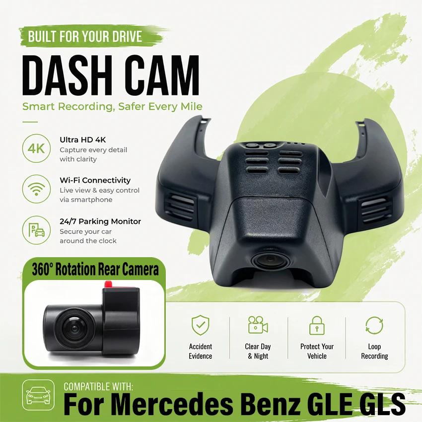 Car DVR 4K Dash Cam Video Recorder For Mercedes-Benz GLE W167 V167 GLE300D GLE350 2019-2026 For Mercedes-Benz GLS X167 2019-2026