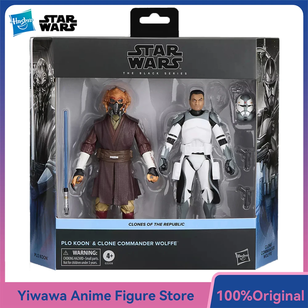 NOVO Original Hasbro STAR WARS The Black Series Plo Koon & Clone Commander Wolffe Pacote com 2 Figuras de Ação de 15cm Brinquedos Colecionáveis