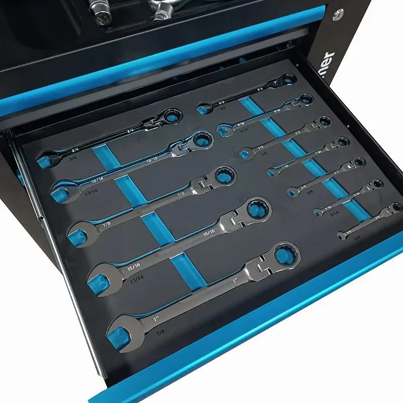 

12PCS EVA Foam Tray CRV High Quality Wrench Sets Ratchet Combination Ratchet Wrench Garage Organization SAE Imperial Tool Set