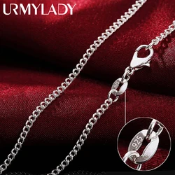 Wholesale 925 Sterling Silver 16/18/20/22/24/26/28/30 Inch 2mm Side Chain Necklace For Women Man Fashion Wedding Charm Jewelry