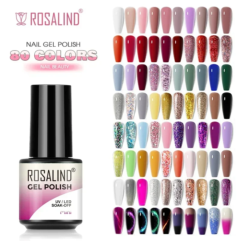 ROSALIND NewYear Fashion White Moonlight Fluorescent Color Salon Top Coat Gel Polish Glue 2025 New Cat's Eye Series nail polish