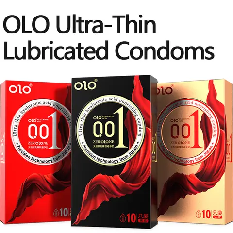 OLO 3 Box Kit 30pcs Ultra Hyaluronic Acid Condomss Thin Lubricated Smooth Latex Condom Close Fit Cock Dick Peniss Sleeve sexx Toys