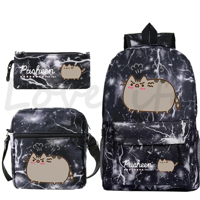 Cartoon Cat School Backpacks Kawaii Bookbag Students Girls Boys Back To School bag 3pcs/set Gift Mochila Children School Bags